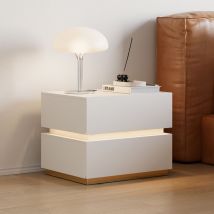 Nachttisch Intelligent Weiß 2 Schubladen, Leds Mit Dimmbarer Helligkeit, Kabelloses Laden Und Usb-anschluss
