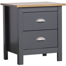 Nachttisch mit 2 Schubladen in Grau und Eiche