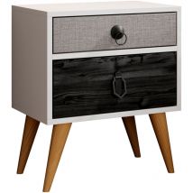Nachttisch mit led Nachtschrank Nachtkommode Schlafzimmer 2 Schubladen 45x52,5x29,5cm Modell Leticia 2C