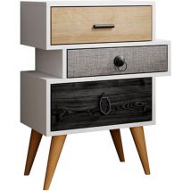 Nachttisch mit led Nachtschrank Nachtkommode Schlafzimmer 3 Schubladen 52x68,5x29,5cm Modell Leticia 3C