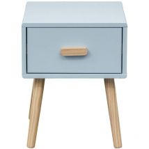 Nachttisch Rebecca Mobili Tazart 44x35x35 mdf Holz Hellblau Braun Skandinavisch