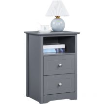 Nachttisch Nachtschrank mit 2 Schubladen und 1 offner Ablage Schlichter Beistelltisch Boxspringbetten Nachtkommode für Schlafzimmer & Wohnzimmer,
