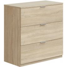 Nachttisch Santi 3 Schubladen Farbe Eiche, 77 cm Breite