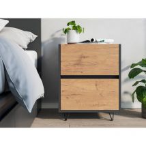 Nachttisch Yako 50cm 2 Softclose-einzüge Stehend Grafit Und Eiche Front