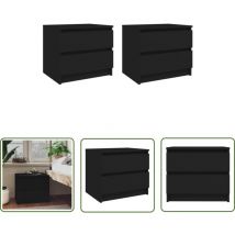 Einemgeld - The Living Store Nachttische 2 Stk. Schwarz 50x39x43,5 cm Holzwerkstoff - Nachtleuchte - Nachttisch Schwarz - Beistelltisch - Wohnzimmer