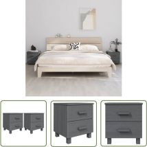Ybyric - The Living Store Nachttische hamar 2 Stk. Dunkelgrau 40x35x44,5 cm Massivholz - Holznachtttische - Massivholzmöbel - Wohnzimmerdeko