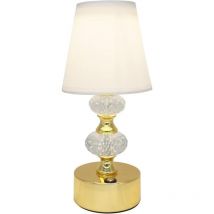 SNQ - Nachttischlampe, 3 w dimmbare Touch-Nachttischlampe, 3000 k – 6000 k, 2000 mAh Akku, Sockel mit Anti-Rutsch-Matte, Stoffschirm, Gold