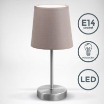 Nachttischlampe - mit Schalter, Stoff, max. 25W, E14 Fassung, taupe