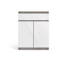 Nada Sideboard 2 Türen und 1 Schublade, beton dekor,weiss hochglanz.