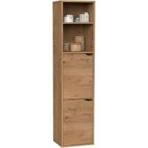 Muebles Pitarch - Nadia meuble-lavabo mural chêne couleur or 2 tiroirs 2 placards style industriel 150x37x30 cm
