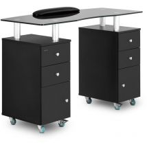 Nageltisch Maniküretisch Nagelstudio vier Schubladen + Fächer Glasplatte mobil