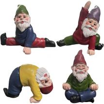 Nain de Jardin Amusant Décoration de Nain de Jardin de Yoga,4PC décoration d'art Gobelin De Jardin,Figurines de décoration de Jardin, Décorations