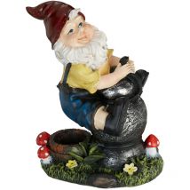 Relaxdays - Nain de jardin avec lanterne, résiste aux intempéries et gel, HxLxP: 15x7,5x10,5 cm, figurine, multicolore