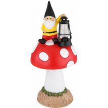 Nain de jardin nain avec batterie lanterne solaire, IP44 résistant aux intempéries, aspect tue-mouche noir blanc jaune rouge, 1x led 2700K, DxH