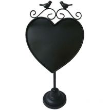 Tableau noir en métal coeur avec oiseaux cm21,5x14,5h42