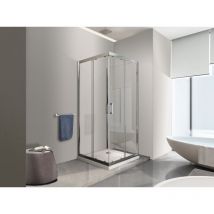 Nala - Box Cabina Doccia 3 Lati Vetro Fisso Laterale + Due Lati Scorrevoli Vetro 6 Mm h 190 Cm 70x100x70