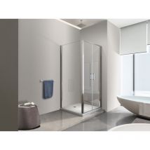 Nala - Box doccia angolare parete fissa e porta battente tipo saloon vetro 6 mm reversibile misura 77,5-80 anta fissa + porte 117-120