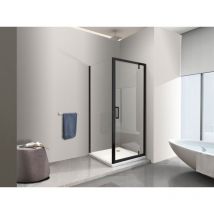 Nala - Doccia Con Parete Fissa Laterale e Porta Rototraslante Con Perni Asimmetrici Vetro 8 mm nero opaco 75 (73-75) fissa x porta 75 (72-75)