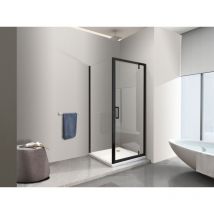 Nala - Doccia Con Parete Fissa Laterale e Porta Rototraslante Con Perni Asimmetrici Vetro 8 mm nero opaco 90 (88-90) fissa x porta 90 (87-90)