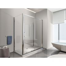 Nala - Cabina de ducha compuesta por tres lados de 6 mm H.190 con dos paredes fijas y una puerta corredera - 90 fija x 130 corredera