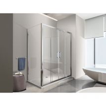 Nala - Cabina de ducha de 6 mm con pared fija y cuatro puertas con apertura central - 77,5-80 fija x 143-148 abertura central
