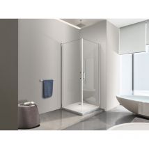 Cabina de ducha de 8 mm compuesta por doble puerta batiente angular reversible h. 200 - 65 x 65 cm - Nala
