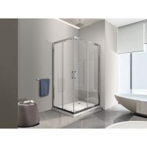 Cabina de ducha rectangular de 6 mm en angulo con cromo y perfil reversible - 80 x 110 cm - Nala