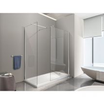 Doppelte Walk-in Duschwand Mit T-förmigem Oberen Stützarm 8 Mm Glas Reversibel Cm.90 Glas + Glas 100 - Nala