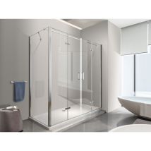 Nala - Douche angulaire avec ouverture vers l'intérieur pliante et paroi fixe latérale réversible - 72,5 - 75 Fixe x Porte 138,5 - 142