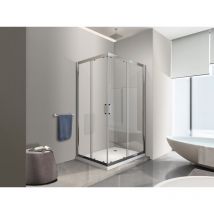 Nala - Douche de 6 mm angulaire rectangulaire avec profil chromé (receveur non inclu) - 70 x 130