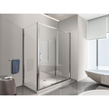 Nala - Douche de 6 mm avec deux parois fixes et une porte coulissante (receveur de douche non inclu) - 77,5-80 fixes x 135-140 coulissante