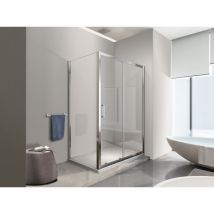 Nala - Douche de 6 mm avec un paroi fixe laterale et une porte coulissante (receveur non inclu) - 77,5-80 fixe x 135-140 coulissante
