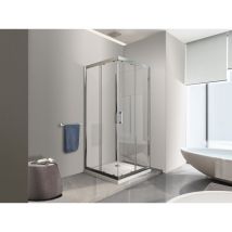 Nala - Douche de 6 mm H.190 avec une paroi laterale et deux portes coulissantes (receveur non inclu) - 87,5-90 fixe x 97,5-100 x 87,5-90 coulissantes