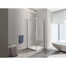 Nala - Douche de 8 mm avec porte à battant et paroi fixe laterale H.200 (receveur non inclu)- 62-64 porte x 73,5-75,5 fixe