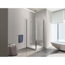 Duschbox Aus 6 Mm Glas Mit Falttür Und Feststehender Seitenwand, Höhe 190 Cm, In Chrom Transparent 77,5-80 Seitlicher Fester Wand + Duschtür 57,5-60 -