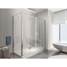 Nala - Duschkabine mit freiem Eingang und faltbarer Buchöffnung + reversibler fester Wand h 190 Glas 6 mm 72,5-75 feste Seitenwände + DuschTür