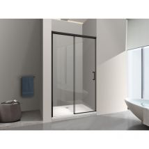 Duschtür zur Einbau in Nische mit sanftem Soft-Close-Verschluss h 200, 8 mm matter schwarzer Rahmen Cm 160 (157-160) - Nala