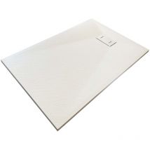 Nala - Duschwanne aus smc Fiberglas mit Stein-Effekt h 2,6 cm inklusive Ablaufgarnitur 80-160 Weiß