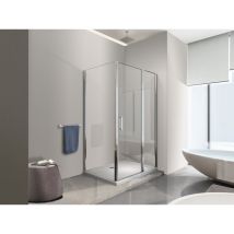 Eckduschkabine, 1 Feststehende Wand + 1 Pendeltür Mit Festem Glas In Einer Linie, 6 Mm Dickes, Beidseitig Montierbares Glas 86,5-89 Feste Wand + Tür 