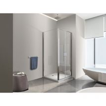 Eckduschkabine Mit 1 Feststehenden Seitenwand Und 1 Pendeltür Im Saloon-stil Aus 6 Mm Dickem, Beidseitig Montierbarem Glas 72,5-75 Feste Wand + Tür 