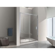 Gleittür für Dusche aus 6 mm gehärtetem Glas zur Montage zwischen zwei Wänden, Höhe 190 cm, reversible Installation cm 160-165 - Nala