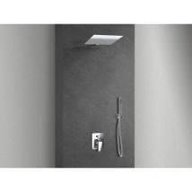 Nala - Kit Doccia 2 Vie Soffione Acciaio Inox Slim 2 mm + Braccio Doccia + Presa Acqua + Flessibile + Doccino Soffione 40x40 cm con Braccio da Parete