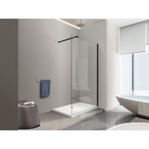 Nala - Moderna Parete Doccia Walk-in 8mm con telaio e braccio Nero, Easy-Clean h 200 cm - 98-100