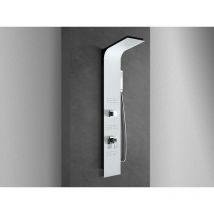 Nala - Pannello doccia idromassaggio in alluminio verniciato a polvere finitura bianco opaco (fronte) e nero opaco (fianco)