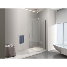 Nala - Paroi de douche 8 mm à porte coulissante réversible, hauteur 200 Cm.150 réglable 146-150 cm