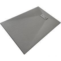 Nala - Plato de ducha smc en fibra de vidrio, efecto piedra con valvula incluida h. 2.6 cm - 80 x 140 Gris