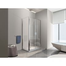 Nala - Puerta Abatible Salon + Box Ducha 2 Laterales Fijos 6 Mm Cromado 2 Fijo 72,5-75 + Salon 107-110