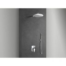 Set de ducha doble funcion modelo slim con ducha de mano y cabezal de ducha - diametro 25 cm cabezal de ducha - barra de fijacion a pared - Nala