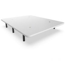 Nalui - Base Tapizada 90x190x30cm Blanco de Acero con patas de Altura 25cm y 5 Barras Transversales, Tejido 3D Fabricado en España