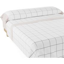 Nalui - Juego de Sábanas Beig Cuadros Tejido Polycotton, Lavable a 30o y Fácil Planchado